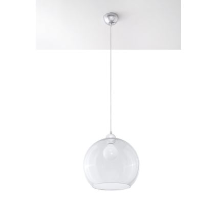 Κρεμαστό φωτιστικό με καλώδιο BALL 1xE27/15W/230V, διάμ. 30 cm, διάφανο γυαλί / γυαλιστερό χρώμιο
