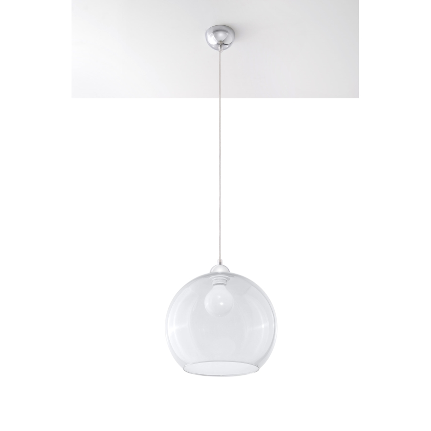 Κρεμαστό φωτιστικό με καλώδιο BALL 1xE27/15W/230V, διάμ. 30 cm, διάφανο γυαλί / γυαλιστερό χρώμιο