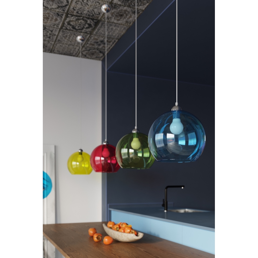 Κρεμαστό φωτιστικό με καλώδιο BALL 1xE27/15W/230V διάμ. 30 cm λευκό/γυαλιστερό χρώμιο