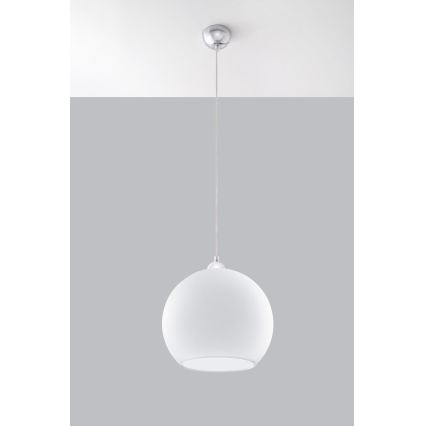 Κρεμαστό φωτιστικό με καλώδιο BALL 1xE27/15W/230V διάμ. 30 cm λευκό/γυαλιστερό χρώμιο