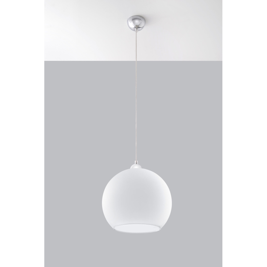 Κρεμαστό φωτιστικό με καλώδιο BALL 1xE27/15W/230V διάμ. 30 cm λευκό/γυαλιστερό χρώμιο