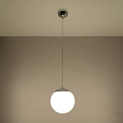 Κρεμαστό φωτιστικό με καλώδιο UGO 1xE27/15W/230V Ø 20 cm λευκό/γυαλιστερό χρώμιο