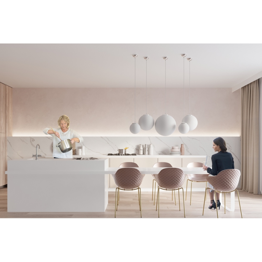 Κρεμαστό φωτιστικό με καλώδιο UGO 1xE27/15W/230V Ø 20 cm λευκό/γυαλιστερό χρώμιο