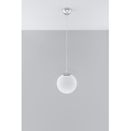 Κρεμαστό φωτιστικό με καλώδιο UGO 1xE27/15W/230V Ø 20 cm λευκό/γυαλιστερό χρώμιο