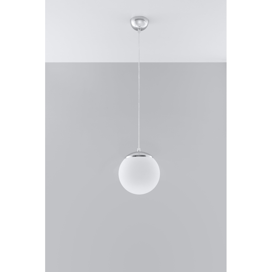 Κρεμαστό φωτιστικό με καλώδιο UGO 1xE27/15W/230V Ø 20 cm λευκό/γυαλιστερό χρώμιο