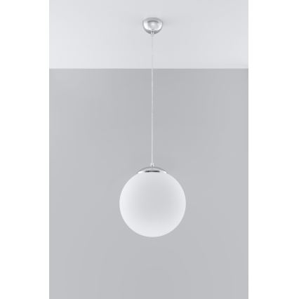 Κρεμαστό φωτιστικό με καλώδιο UGO 1xE27/15W/230V διάμ. 30 cm λευκό/γυαλισμένο χρώμιο