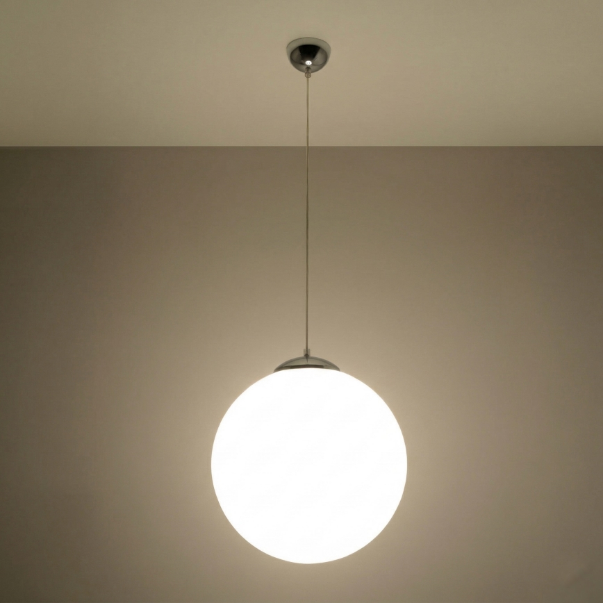 Κρεμαστό φωτιστικό UGO με καλώδιο, 1xE27/15W/230V, διάμετρος 40 cm, λευκό/γυαλιστερό χρώμιο