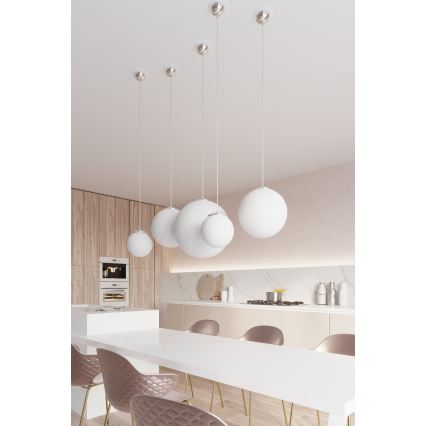 Κρεμαστό φωτιστικό UGO με καλώδιο, 1xE27/15W/230V, διάμετρος 40 cm, λευκό/γυαλιστερό χρώμιο
