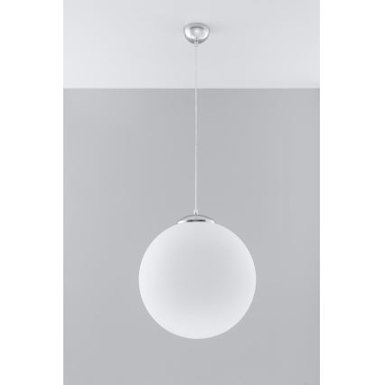 Κρεμαστό φωτιστικό UGO με καλώδιο, 1xE27/15W/230V, διάμετρος 40 cm, λευκό/γυαλιστερό χρώμιο