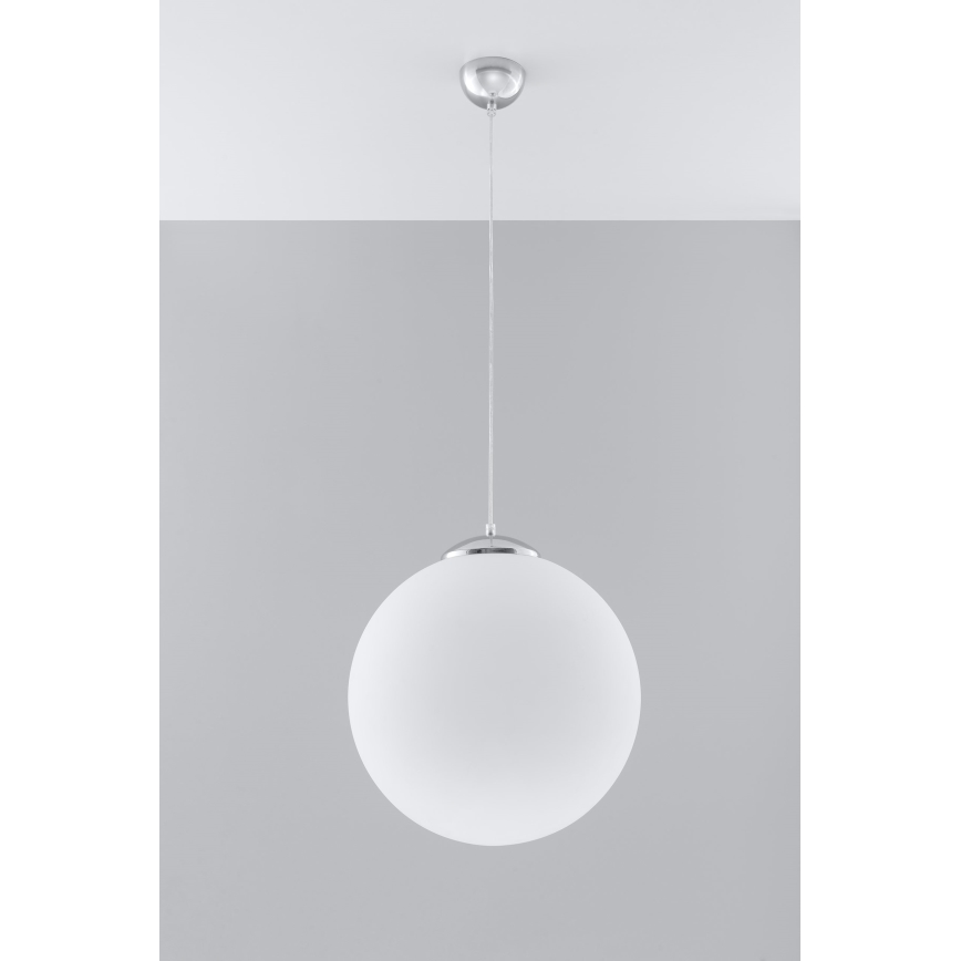 Κρεμαστό φωτιστικό UGO με καλώδιο, 1xE27/15W/230V, διάμετρος 40 cm, λευκό/γυαλιστερό χρώμιο