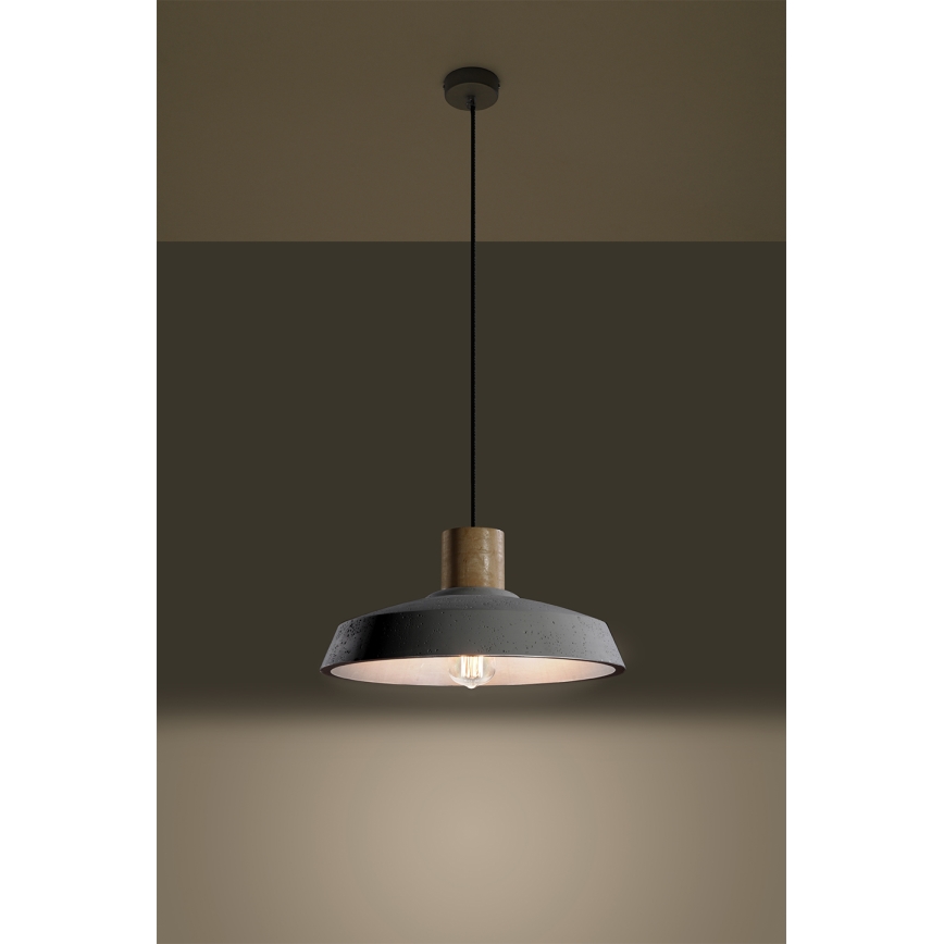 Κρεμαστό φωτιστικό οροφής AFRA 1xE27/60W/230V γκρι/οξιά