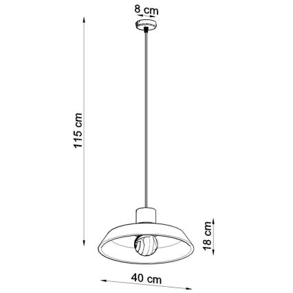 Κρεμαστό φωτιστικό οροφής AFRA 1xE27/60W/230V γκρι/οξιά