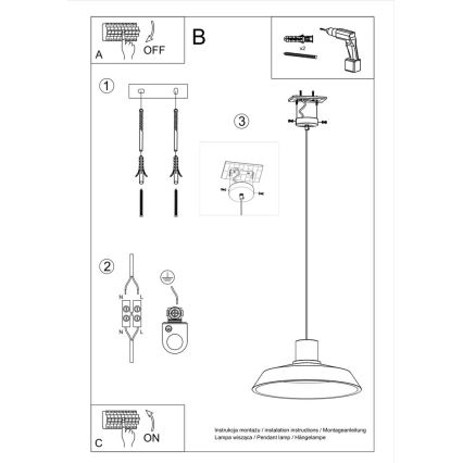 Κρεμαστό φωτιστικό οροφής AFRA 1xE27/60W/230V γκρι/οξιά