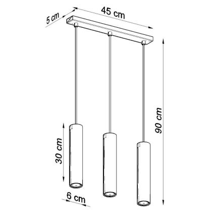 Κρεμαστό φωτιστικό οροφήςLAGOS 3 3xGU10/10W/230V λευκό