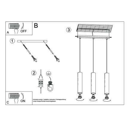 Κρεμαστό φωτιστικό οροφήςLAGOS 3 3xGU10/10W/230V λευκό