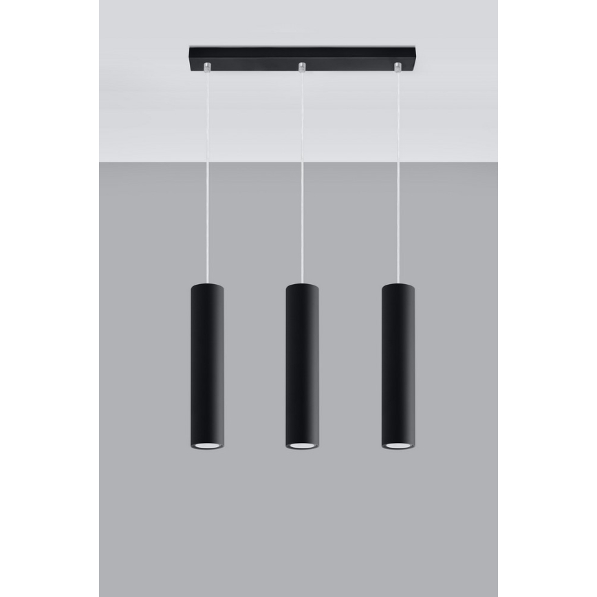 Κρεμαστό φωτιστικό οροφής LAGOS 3 3xGU10/10W/230V μαύρο
