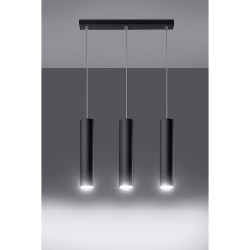 Κρεμαστό φωτιστικό οροφής LAGOS 3 3xGU10/10W/230V μαύρο