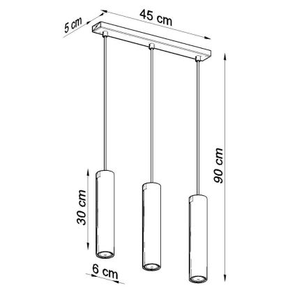 Κρεμαστό φωτιστικό οροφής LAGOS 3 3xGU10/10W/230V μαύρο