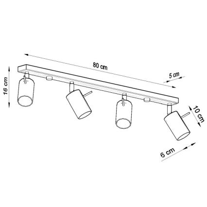 Φωτιστικό σποτ RING 4L 4xGU10/10W/230V μαύρο