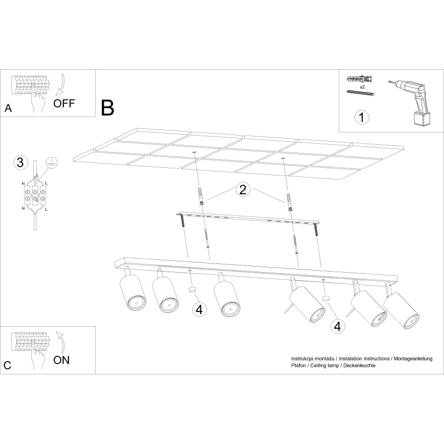 Φωτιστικό σποτ RING 6L 6xGU10/10W/230V μαύρο