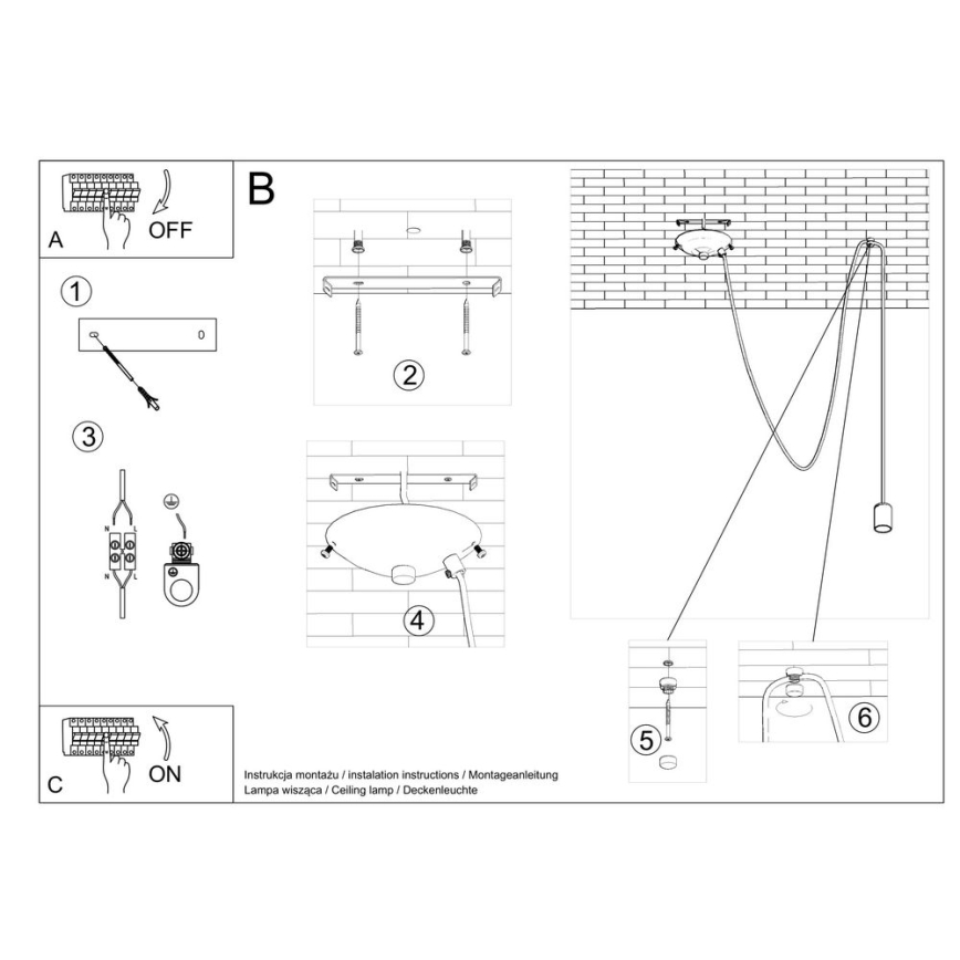 Κρεμαστό φωτιστικό οροφής EDISON 1 1xE27/60W/230V spider μαύρο