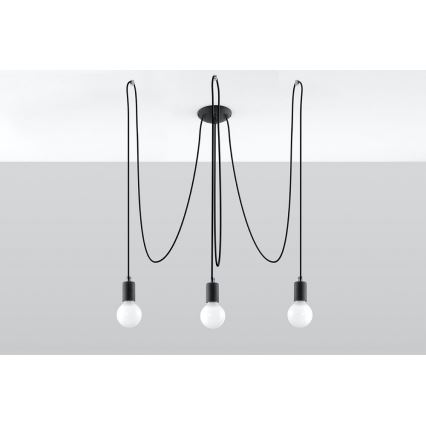 Κρεμαστό φωτιστικό οροφής EDISON 3 3xE27/60W/230V spider μαύρο