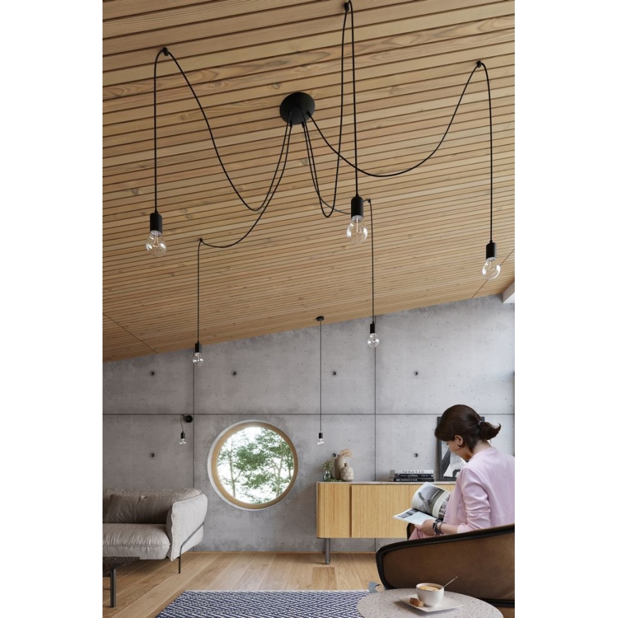 Κρεμαστό φωτιστικό οροφής EDISON 5 5xE27/60W/230V spider μαύρο