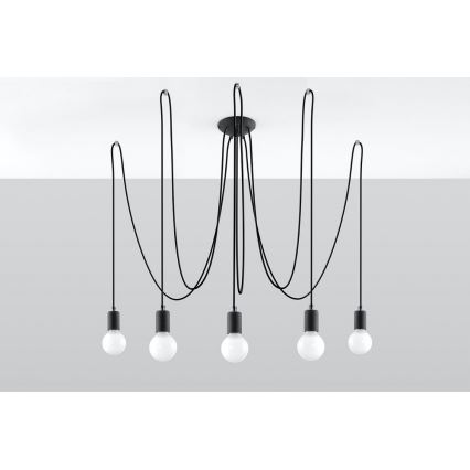 Κρεμαστό φωτιστικό οροφής EDISON 5 5xE27/60W/230V spider μαύρο