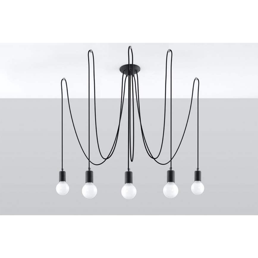 Κρεμαστό φωτιστικό οροφής EDISON 5 5xE27/60W/230V spider μαύρο