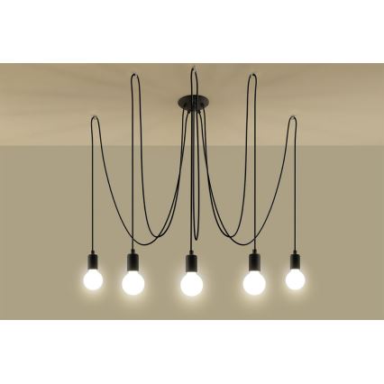 Κρεμαστό φωτιστικό οροφής EDISON 5 5xE27/60W/230V spider μαύρο