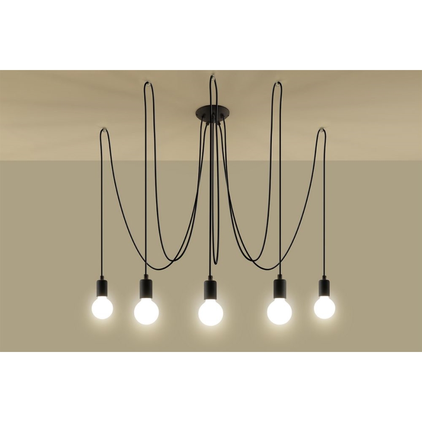 Κρεμαστό φωτιστικό οροφής EDISON 5 5xE27/60W/230V spider μαύρο