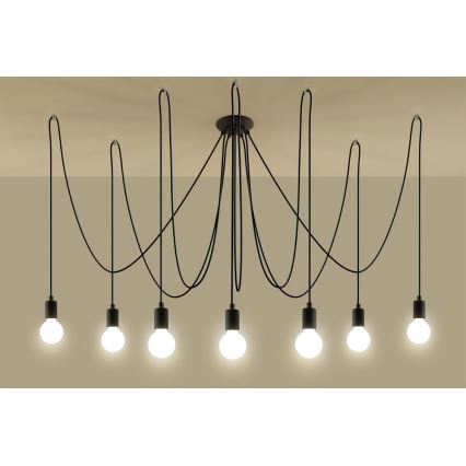 Κρεμαστό φωτιστικό οροφής EDISON 7 7xE27/60W/230V spider μαύρο