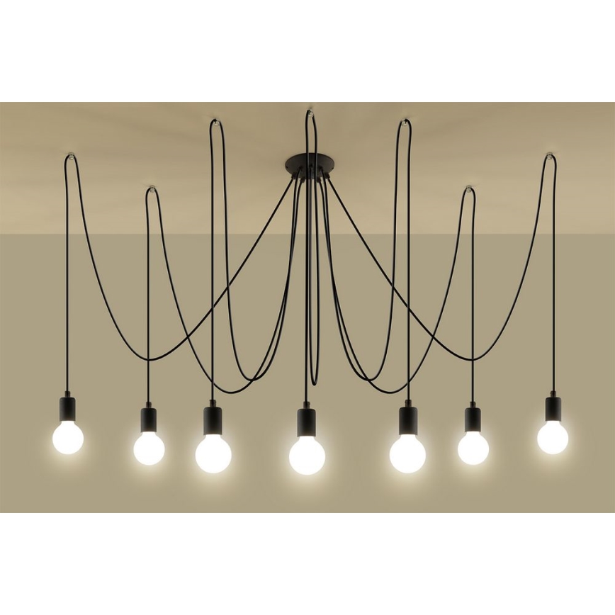 Κρεμαστό φωτιστικό οροφής EDISON 7 7xE27/60W/230V spider μαύρο