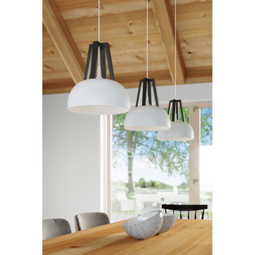 Πολύφωτο με συρματόσχοινο CASCO 1xE27/60W/230V διάμετρος 30 cm Σημύδα/οξιά