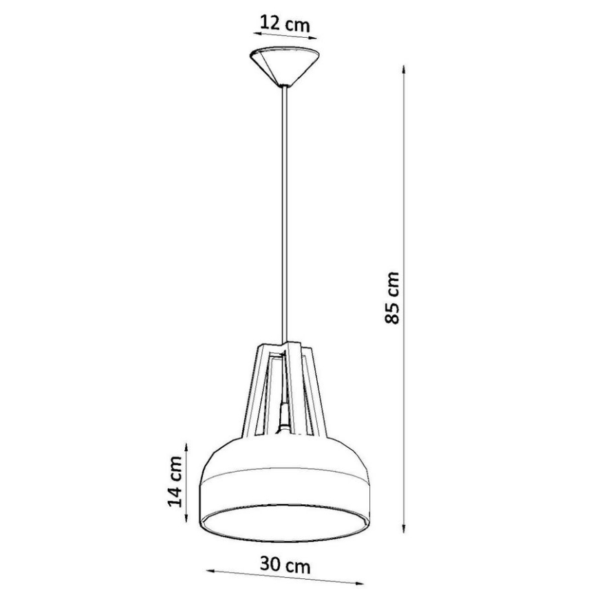 Πολύφωτο με συρματόσχοινο CASCO 1xE27/60W/230V διάμετρος 30 cm Σημύδα/οξιά