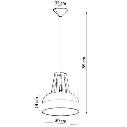 Πολύφωτο με συρματόσχοινο CASCO 1xE27/60W/230V διάμετρος 30 cm Σημύδα