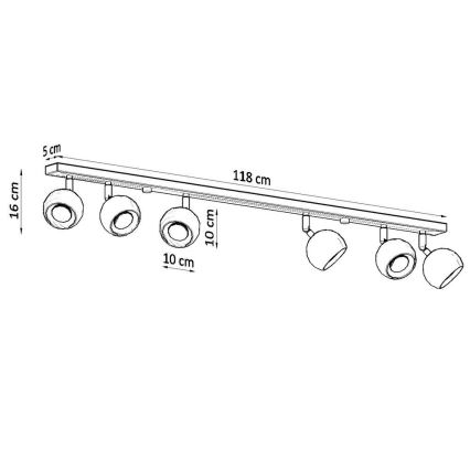 Φωτιστικό σποτ οροφής OCULARE 6xGU10/10W/230V