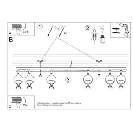 Φωτιστικό σποτ οροφής OCULARE 6xGU10/10W/230V