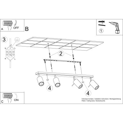 Φωτιστικό σποτ οροφής RING 4xGU10/10W/230V