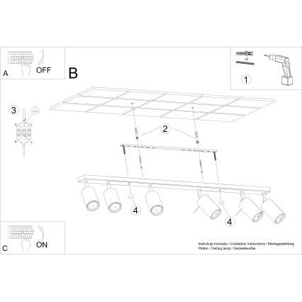Φωτιστικό σποτ οροφής RING 6xGU10/10W/230V