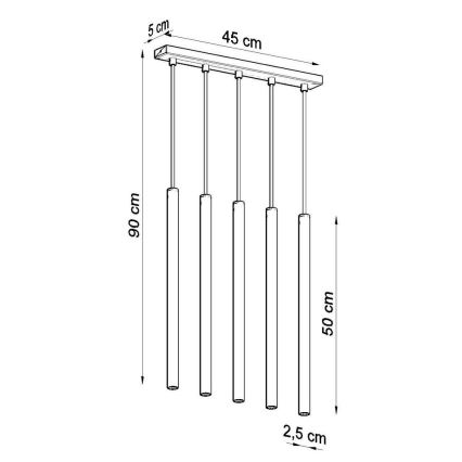 Κρεμαστό φωτιστικό οροφής ράγα PASTELO 5xG9/8W/230V λευκό