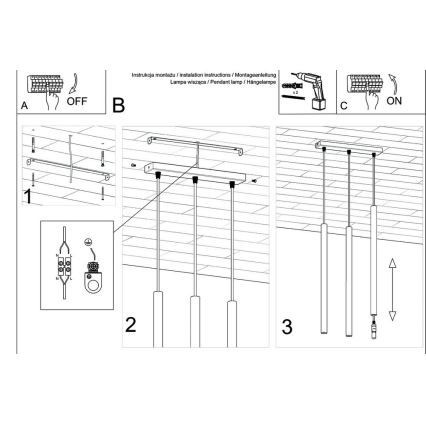 Κρεμαστό φωτιστικό οροφής PASTELO 3xG9/8W/230V μαύρο