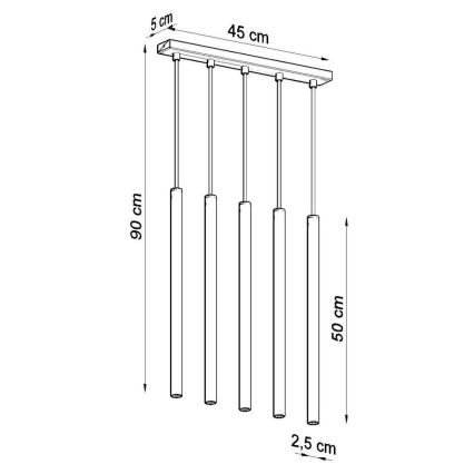 Κρεμαστό φωτιστικό οροφής ράγα PASTELO 5xG9/8W/230V μαύρο