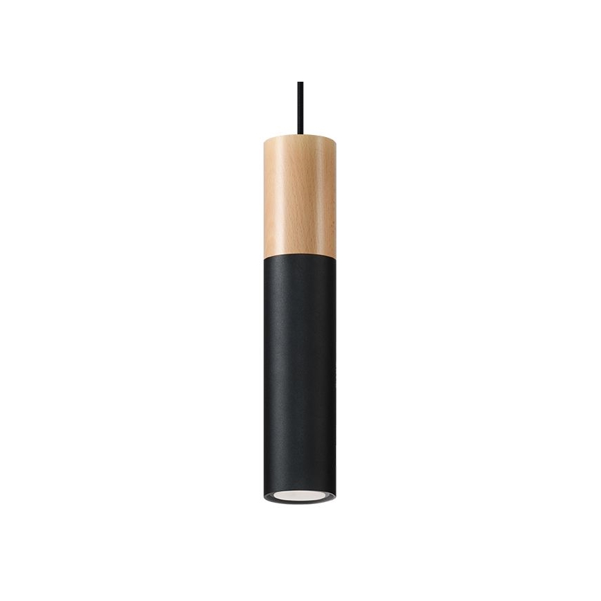Κρεμαστό φωτιστικό οροφής PABLO 1xGU10/40W/230V μαύρο/οξιά