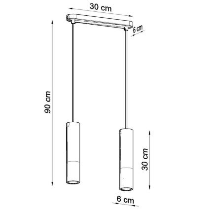 Κρεμαστό φωτιστικό οροφής PABLO 2xGU10/40W/230V μαύρο/οξιά