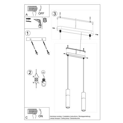 Κρεμαστό φωτιστικό οροφής PABLO 2xGU10/40W/230V μαύρο/οξιά