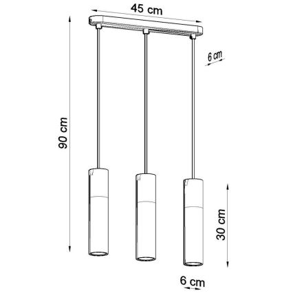 Κρεμαστό φωτιστικό οροφής PABLO 3xGU10/40W/230V μαύρο/οξιά