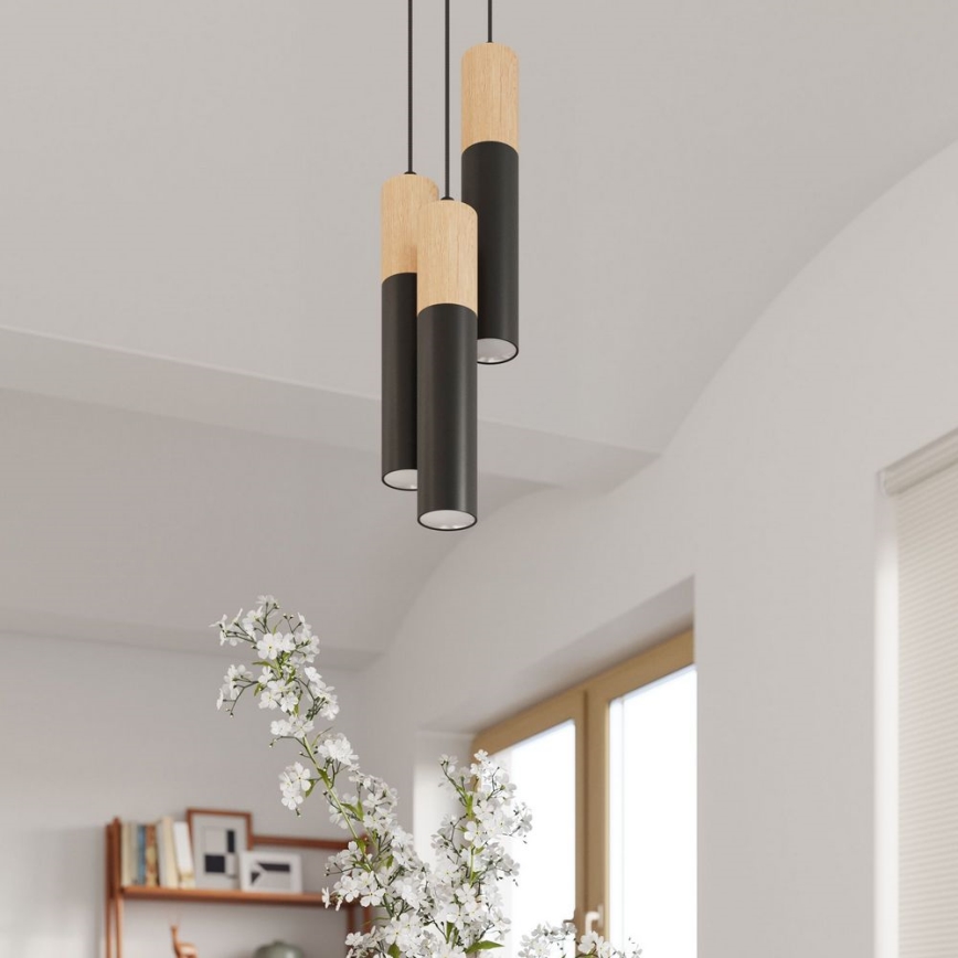 Φωτιστικό οροφής PABLO 1xGU10/40W/230V μαύρο/οξιά