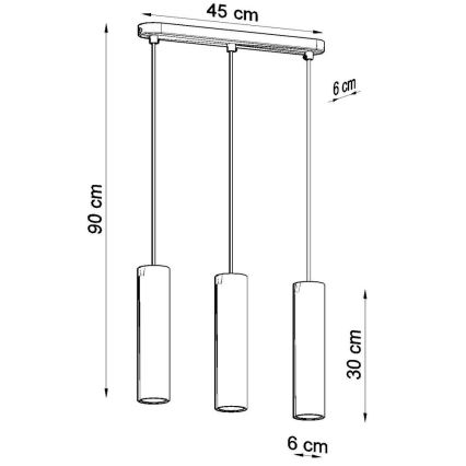 Κρεμαστό φωτιστικό οροφής LINO 3xGU10/40W/230V οξιά