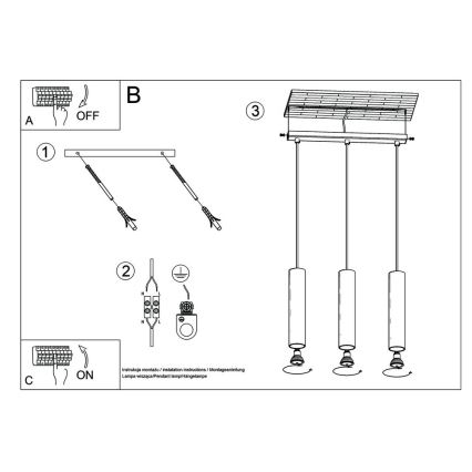 Κρεμαστό φωτιστικό οροφής LINO 3xGU10/40W/230V οξιά